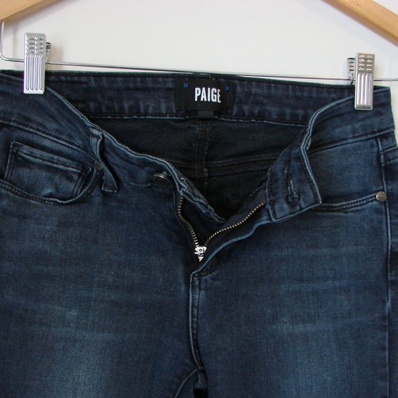 PAIGE Verdugo Ankle Skinny Jeans Distressed Kaleea Dark Wash Stretch Raw Hem 25 - Picture 12 of 16